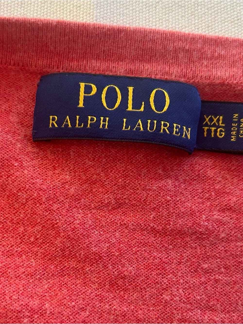 Polo Ralph Lauren Men's Heather Coral Cotton Cashmere Sweater XXL